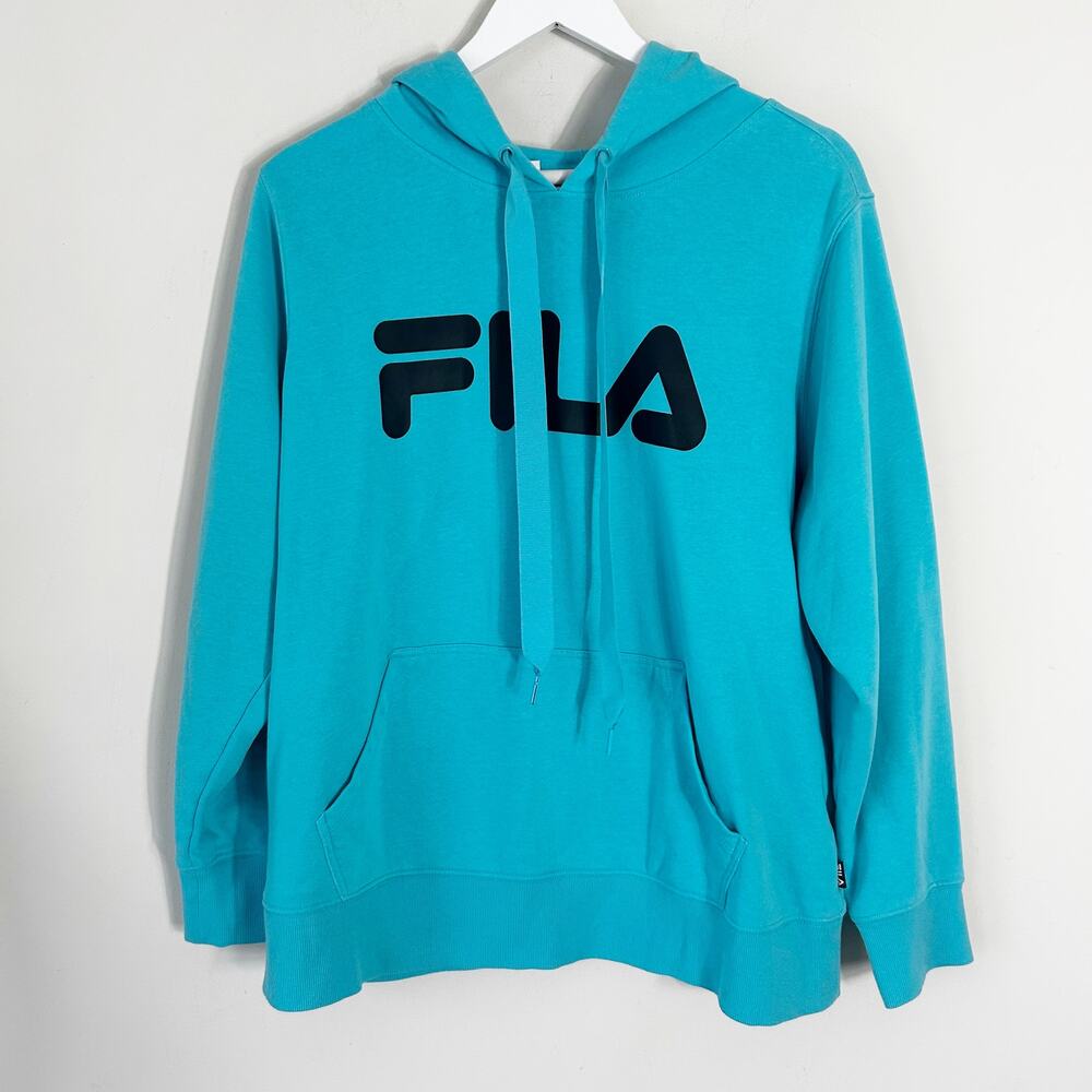 Fila Hooded Sweatshirt Size 1X Plus Womens Blue Athletic Pullover Athleisure